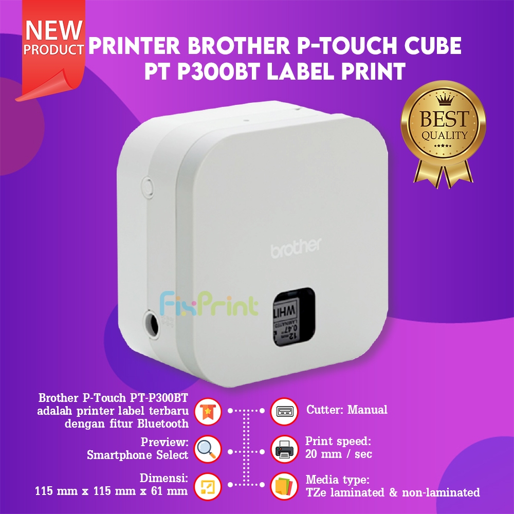 FixPrint Printer Brother P-touch Cube PT-P300BT Printer Label Maker PTP300BT