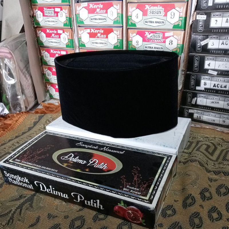 Songkok/Kopyah Tinggi 14 Delima Putih Original