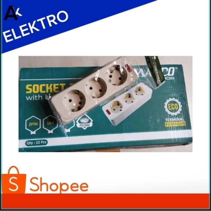Stop kontak 3 lubang amasco / stop kontak lubang 3 amasco /colokan 3 lubang amasco
