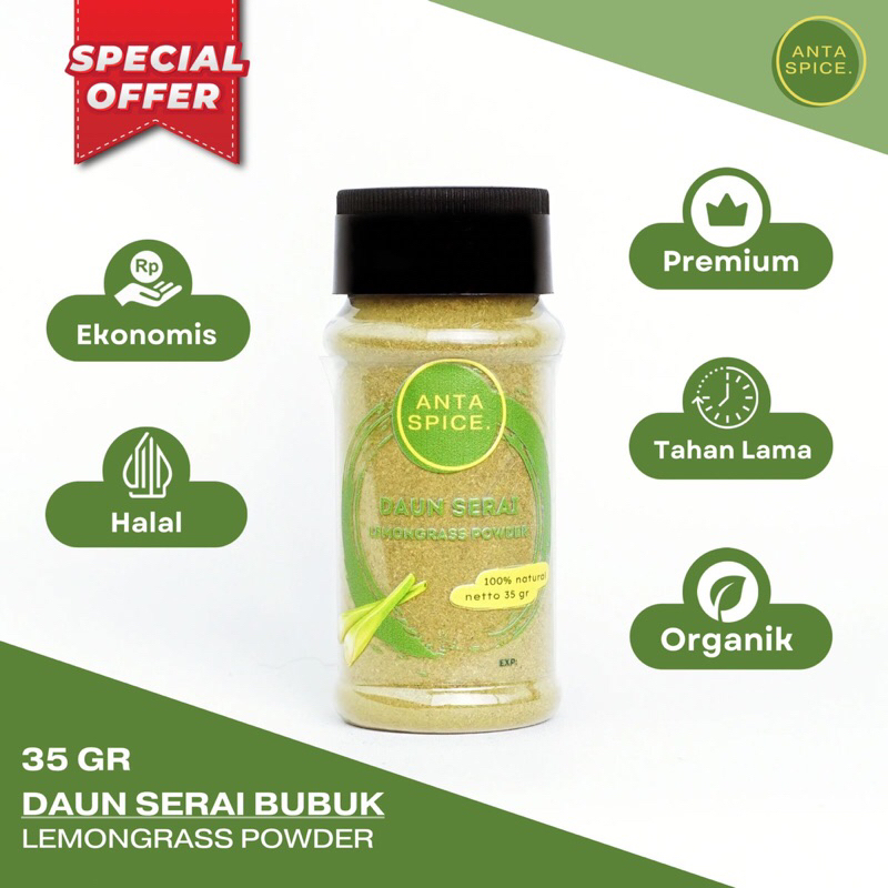 

Serai Bubuk / Lemongrass Powder / Sereh 35 Gr