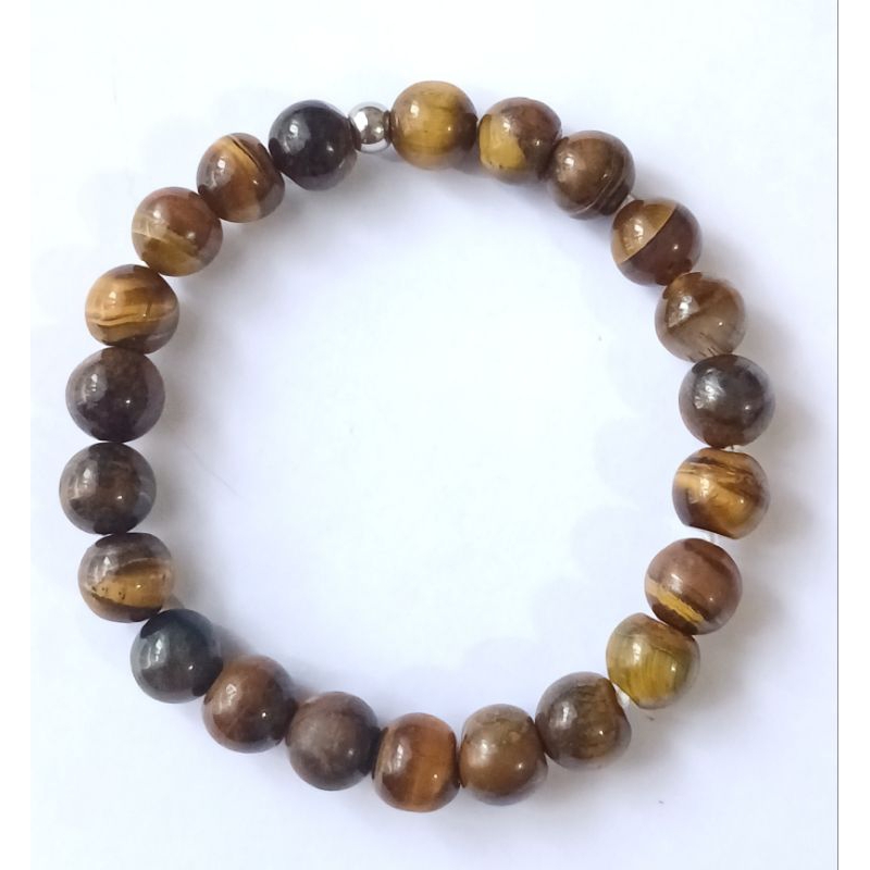 Natural Stone Tiger Eye Bracelet 8mm - Gelang Tiger Eye