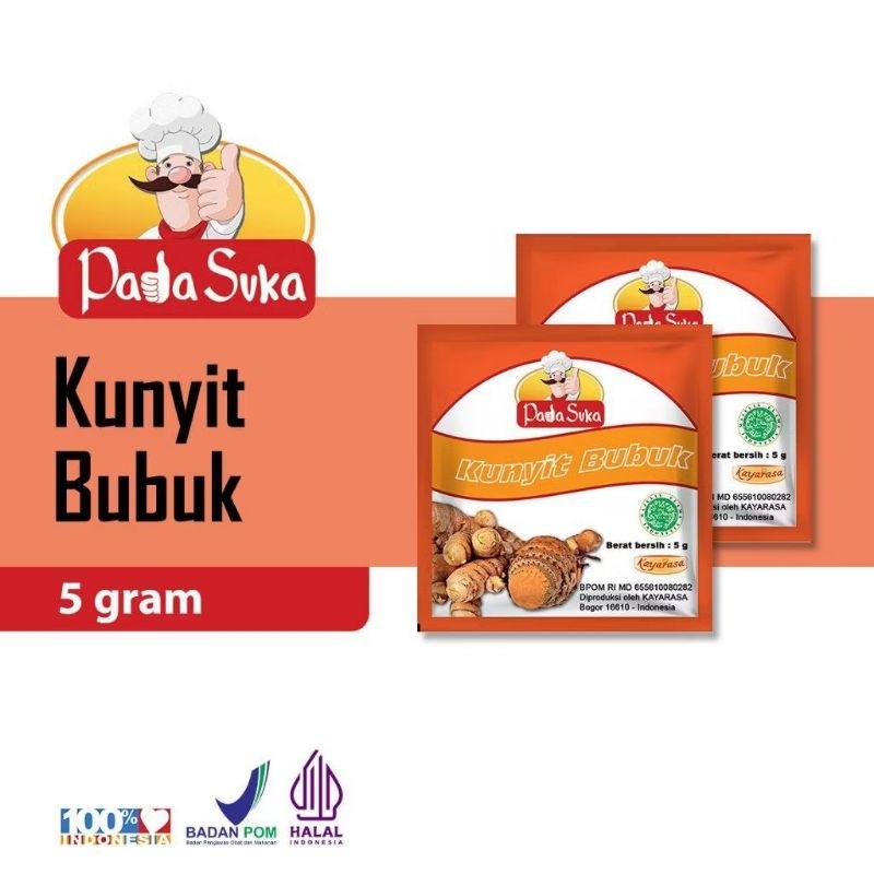 

padasuka bumbu dapur kunyit bubuk 5g 12 saset