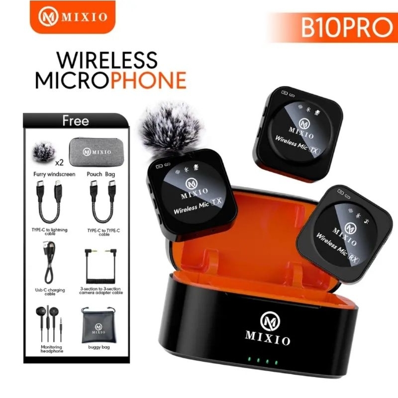 MIXIO B10 PRO microphone wireless dual microphone clip on mic hp camera mixio B10pro mixio B 10 pro