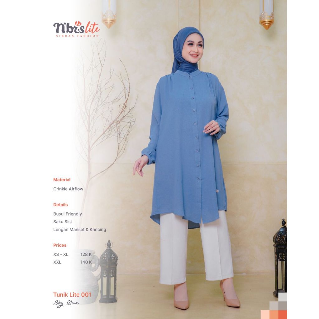 TUNIK NIBRAS TUNIK LITE 001 / BAJU NIBRAS ORI BRANDED TERBARU / BAJU ATASAN WANITA MUSLIMAH NIBRAS