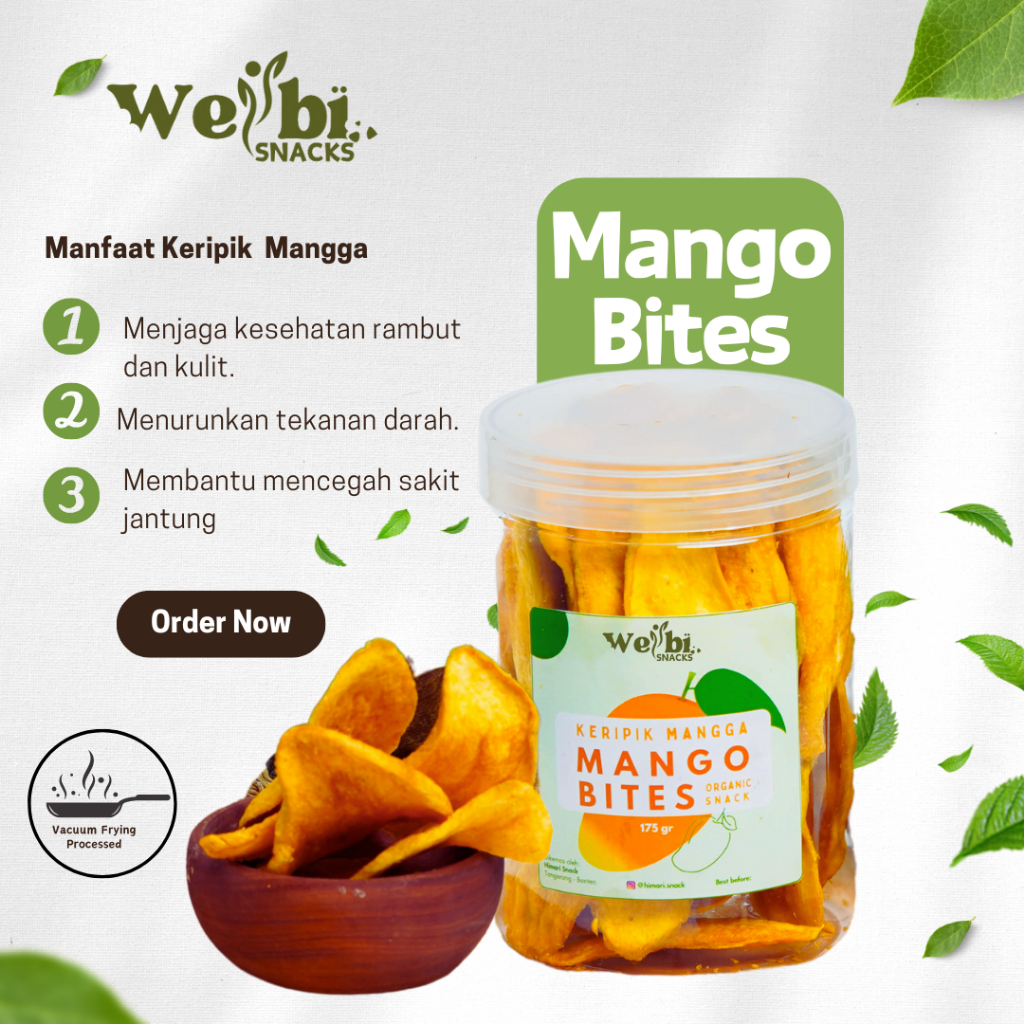 

Keripik Mangga Manis Kering 100% Produk Lokal Cemilan Sehat dan Halal Sweet Mango Bites Wellbi Snack