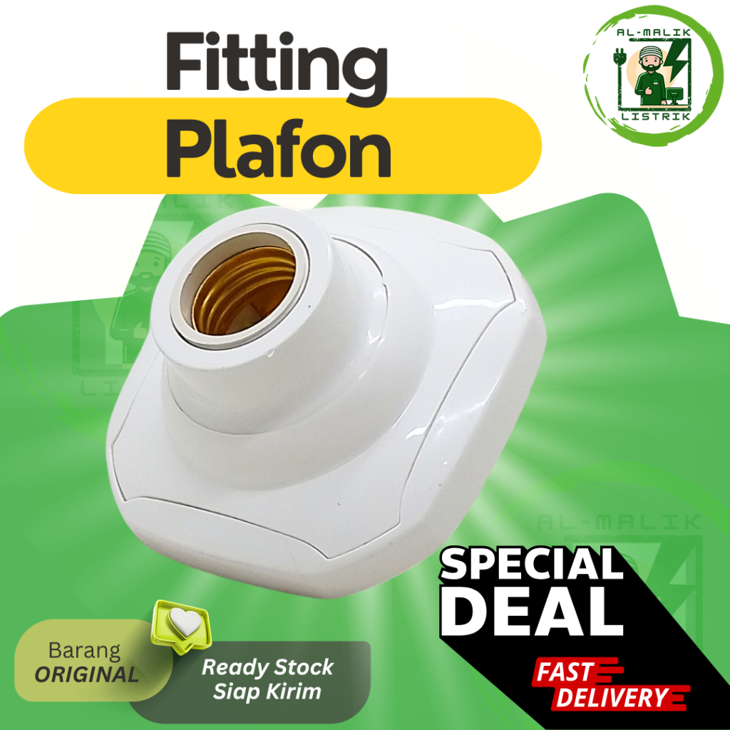 FITING PLAFON IWATA IW-555 PUTIH IWATA FITTING LAMPU TEMPEL PLAFIN SEGI KOTAK PUTIH