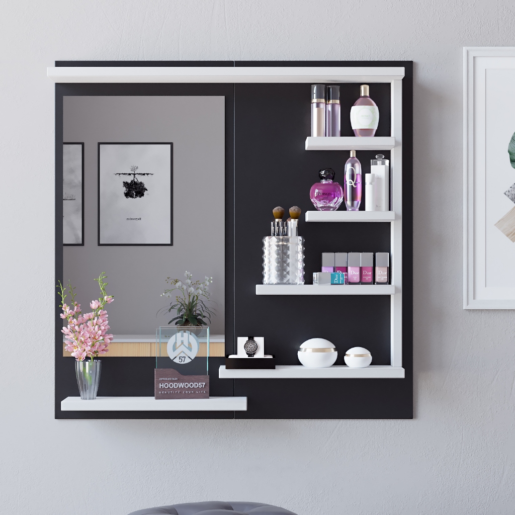 Rak Rias Gantung Minimalis Rak Rias Dinding Tempel Meja Rias Aesthetic Rak Kosmetik Free Kaca Cermin