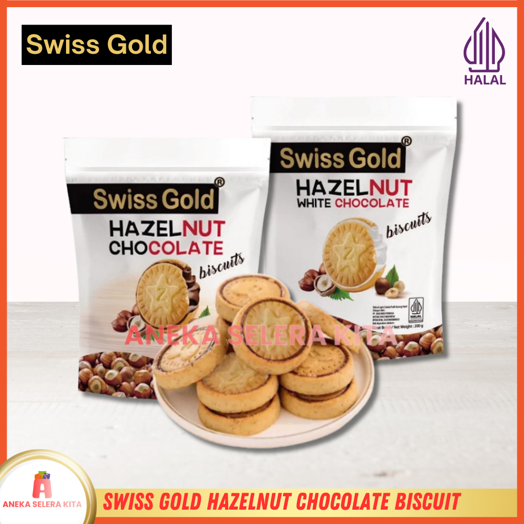 

Swiss Gold Hazelnut Chocolate & White Chocolate Biscuit / Hazelnut Coklat Biskuit 200gr