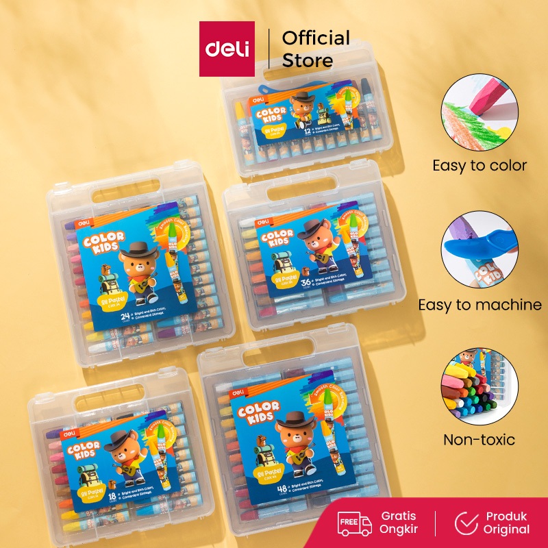 

Deli Oil Pastel Crayon Krayon 12/24/36 Warna Cerah Sempurna Tidak Beracun EC20124