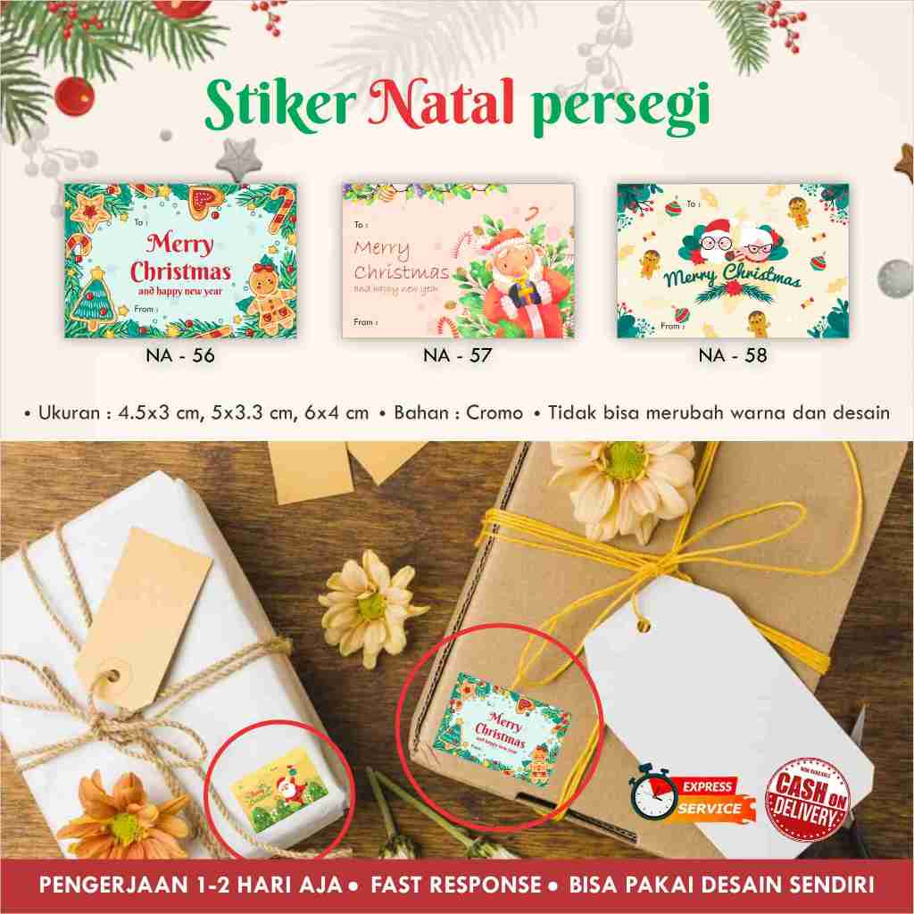

[40 pcs] Stiker Natal persegi cromo / Chrismas / Xmas sticker / Cutting