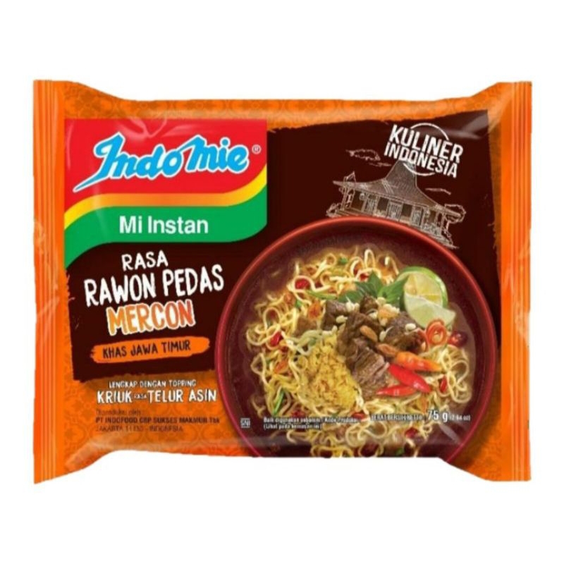 

Indomie Mi Instan Rasa Rawon Pedas Mercon 75 g