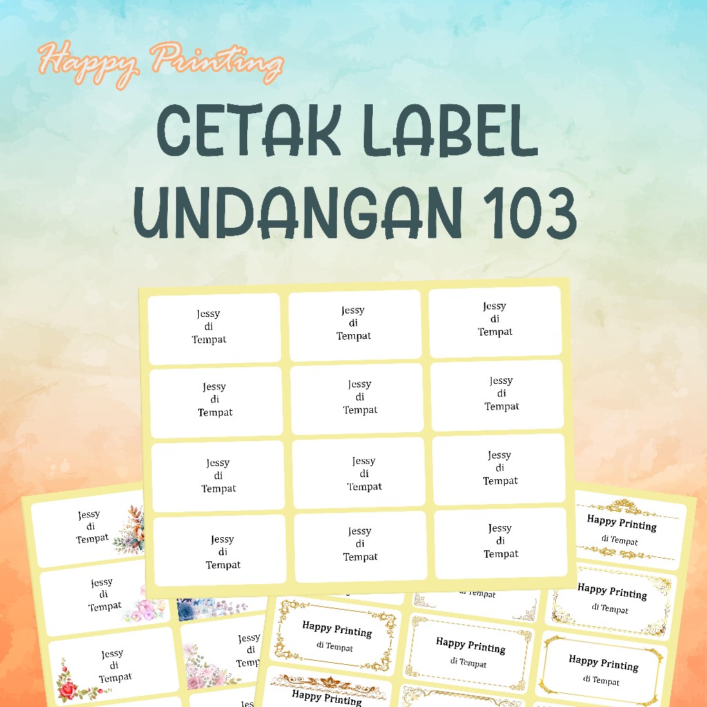 

moti 1-12 label nama undangan ukuran 103 Print Cetak Label Nama Undangan Motif Murah