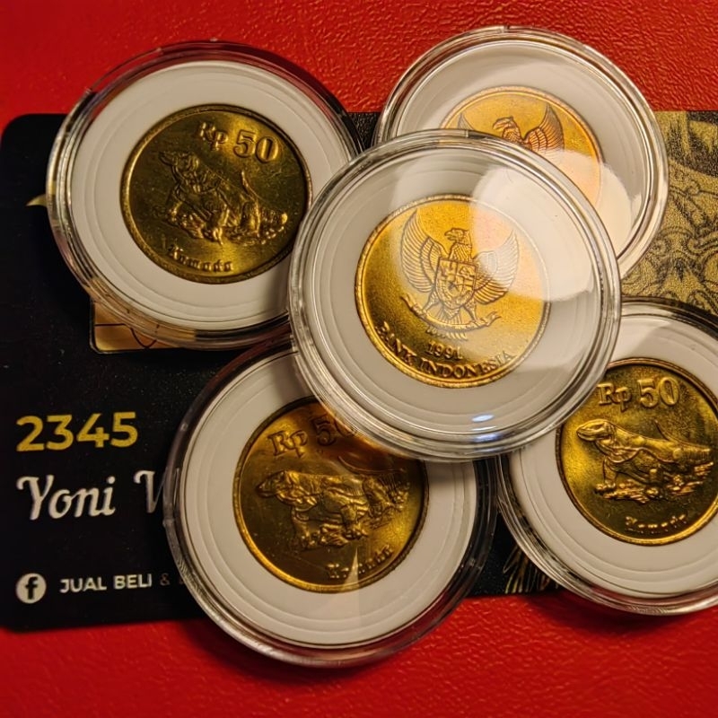 GRESS 50 rupiah tahun 1991 gambar komodo dengan pelindung koin