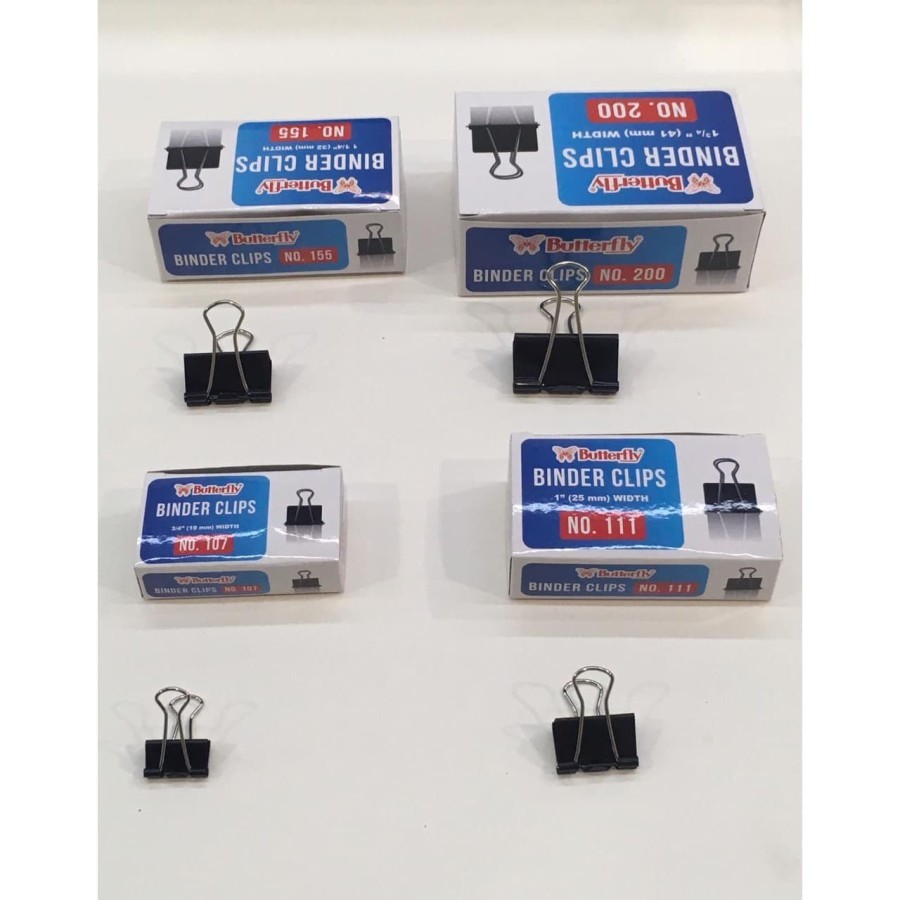 

Butterfly Binder Clips No. 200 (41mm) - No. 155 (32mm) - No. 111 (25mm) - No. 107 (19mm)