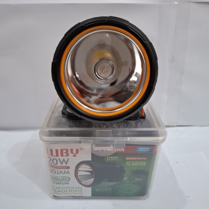 Senter Kepala Headlamp LUBY L-2863KN Cahaya kuning- Senter Kepala Luby 20 Watt Body Besar