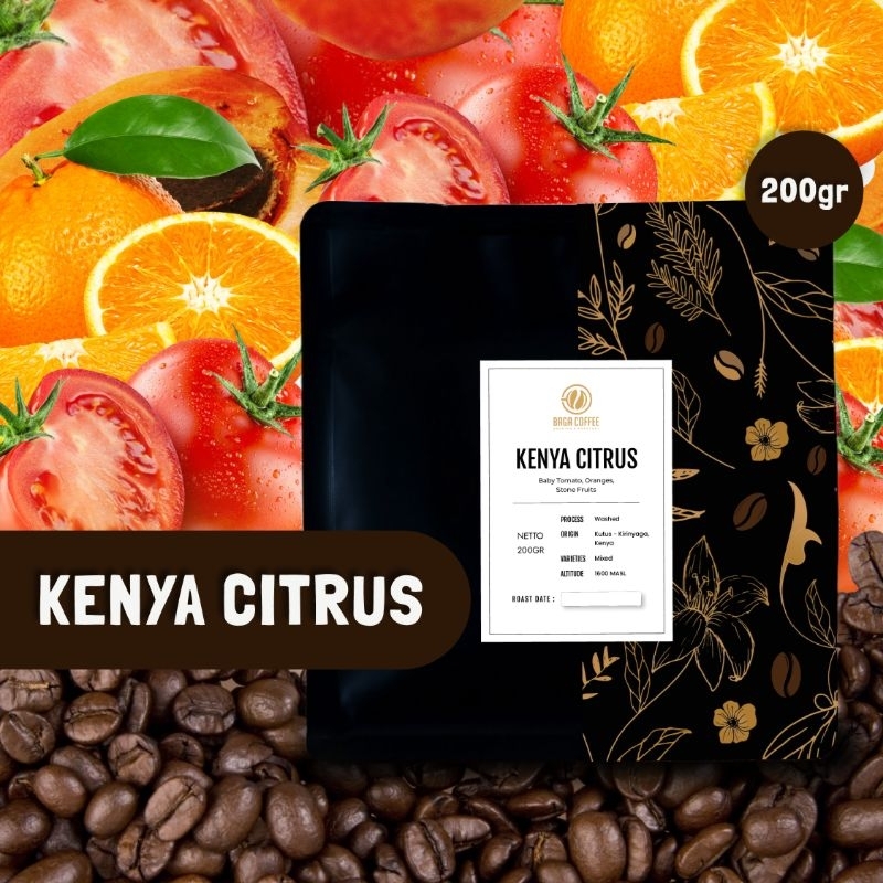 

Kopi Baga Coffee Kenya Citrus Whole Bean kopi biji / bubuk - 200gr