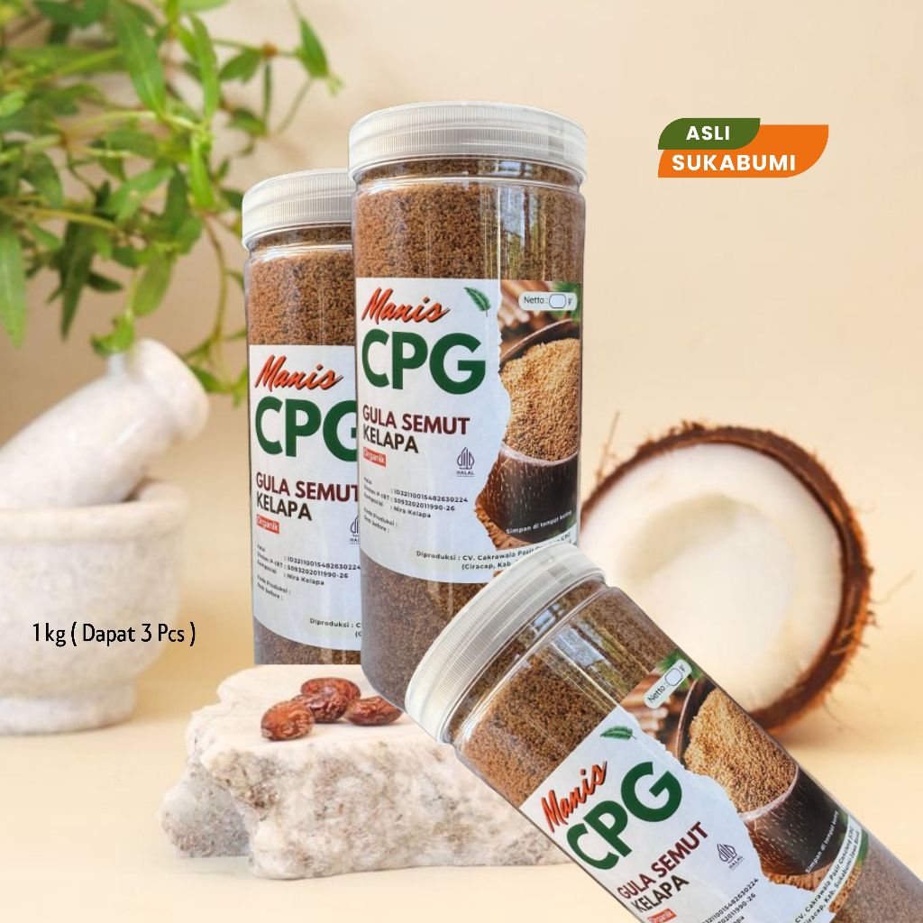 

CPG Paket 3 pcs Gula Kelapa Bubuk Organik 1000 gr Asli Sukabumi / Gula Semut Kelapa