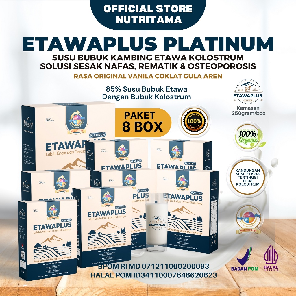 

Etawaplus Platinum Susu Kambing Etawa Paket 8 Box Kemasan 250gr