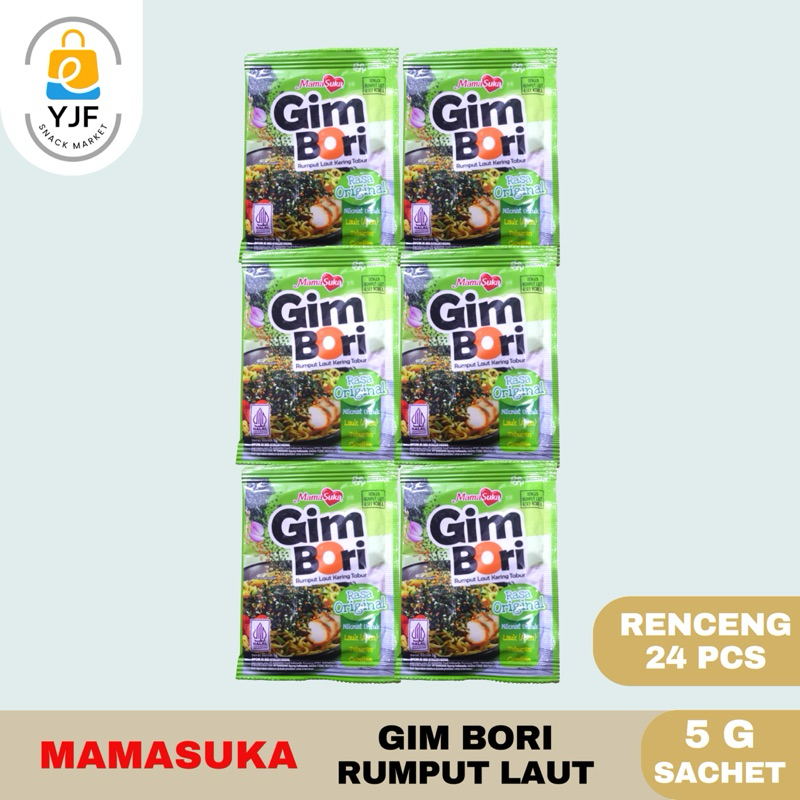 

Mamasuka Gim Bori Gimbori Nori Tabur Sachet / Rumput Laut Tabur Bulgogi / Pedas Sachet RENCENG 24PCS X 5g