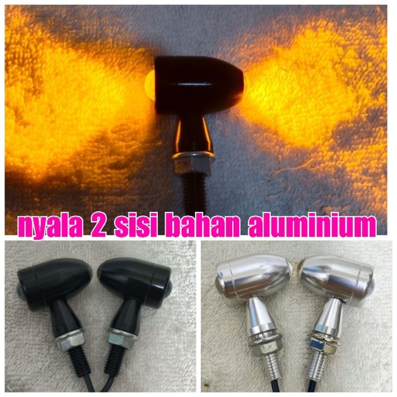 lampu sein led bulat mini nyala 2 sisi lampu sein motor bulat mini sein led bulat retro mini