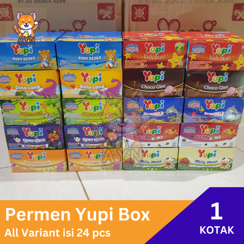 

Permen Yupi Box Jelly Gummy Aneka Rasa isi 24 pcs / box