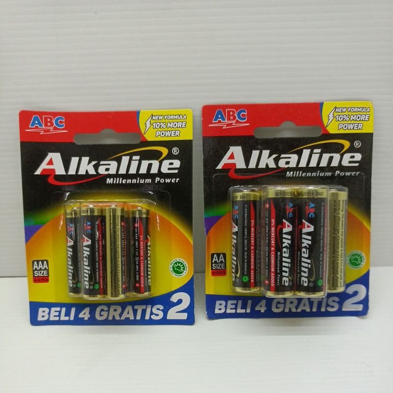Baterai ABC Alkaline AA isi 6 Alkaline AAA isi 6 Original
