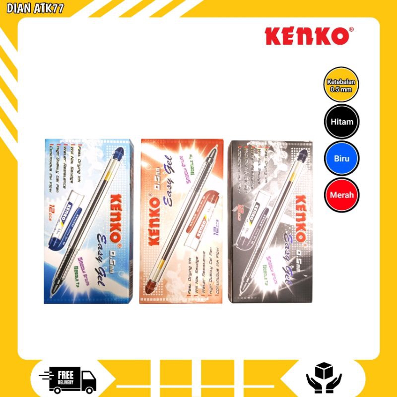 

Pulpen Kenko Easy Gel 0.5 mm Hight Quality Pen Gel (Lusinan)