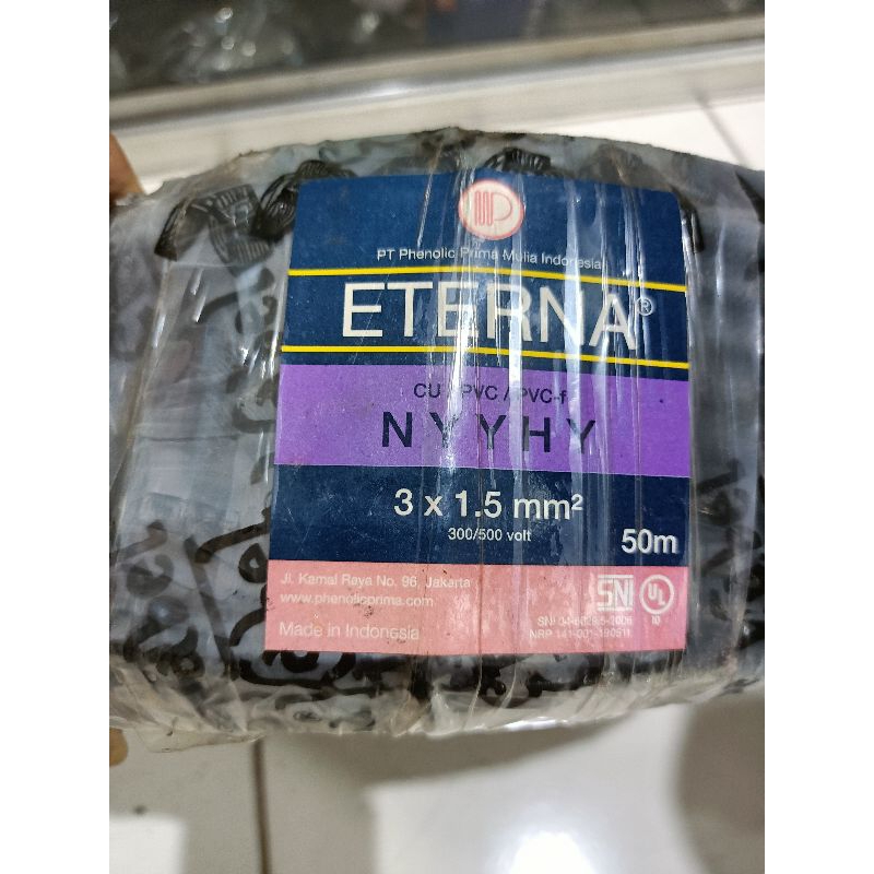 ETERNA KABEL NYYHY 3X1,5 3x1.5 mm SERABUT TEMBAGA SNI LMK METERAN