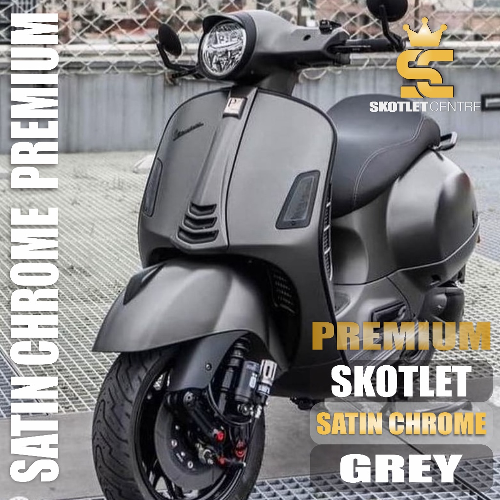 Stiker Skotlet Motor Matte Chrome Dark Grey Satin Krom Abu Abu Tua Doff Premium Fanchi