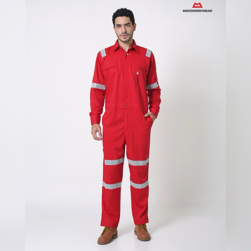 MokoWorkwear - Wearpack Coverall Terusan Safety Red Coverall Merah