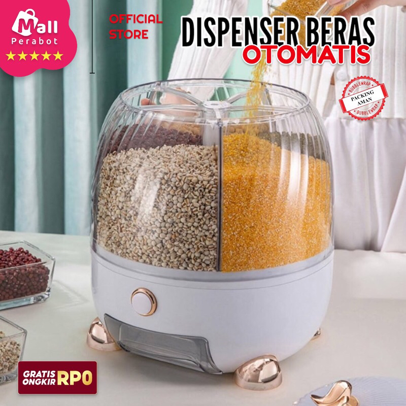 Mall Perabot | Dispenser Beras Estetik Kapsul Mewah Antik | Rice Dispenser | Wadah Penyimpanan Beras