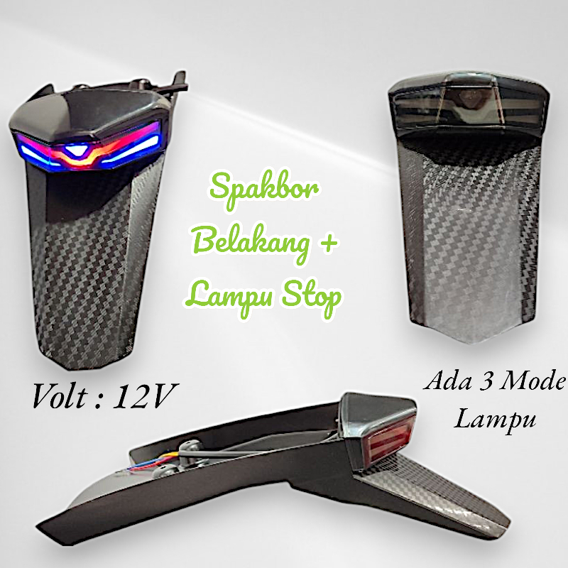 Spakbor Belakang KLX BF / KLX 150 , Model Lampu LED Plus Lampu Stop + Lampu Sen