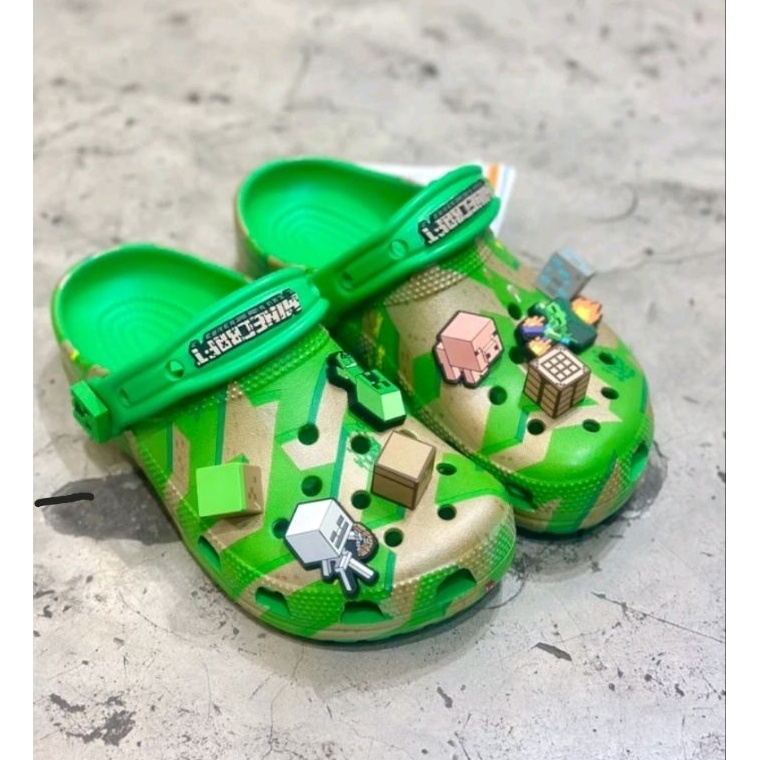 KODE X92G Sandal crocs anak Minecraft  Sandal anak Crocs Minecraft clog  Lengkap jibbitz