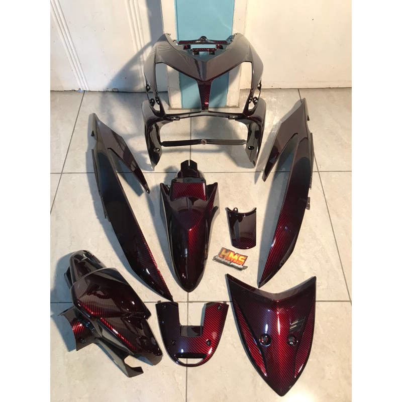 Paketan Body Halus Vario Karbu 110 Lama full carbon warna merah bahan berkualitas