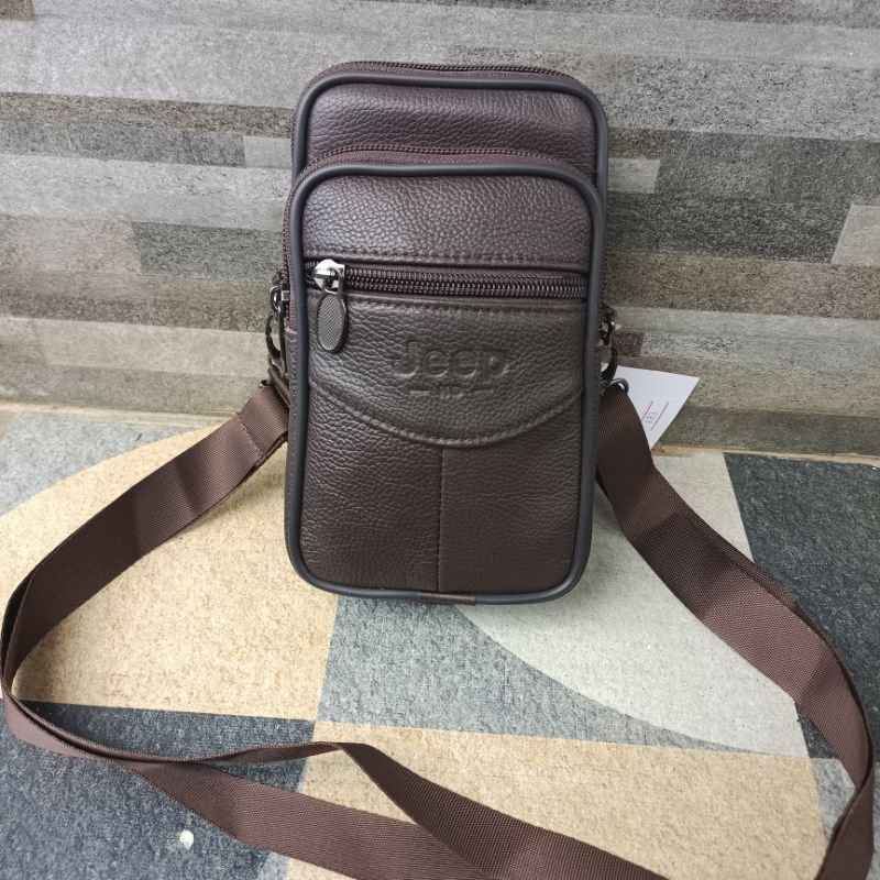 DOMPET HANDPONE JEEP KULIT 6,8INCI/TAS SLEMPANG HP 6,8 INCI KULIT ASLI/TAS HP PRIA 100% kulit sapi a