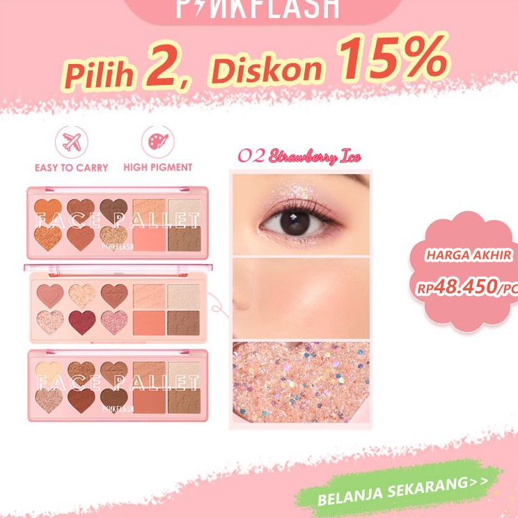 Kualitas Premium  PINKFLASH OhMyLove Multiple Use Eyeshadow Palette Face Blush Highlighter Contour E