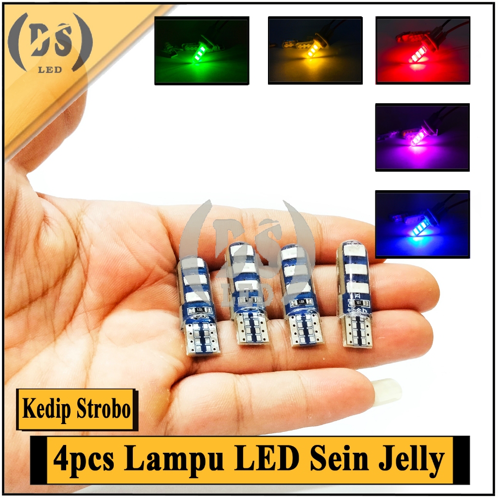 PROMO.. 4pcs Lampu LED Sein Kedap Kedip T10 / 4biji LED Senja, Sen Kedip Stoboe soket T10 / Lampu Se