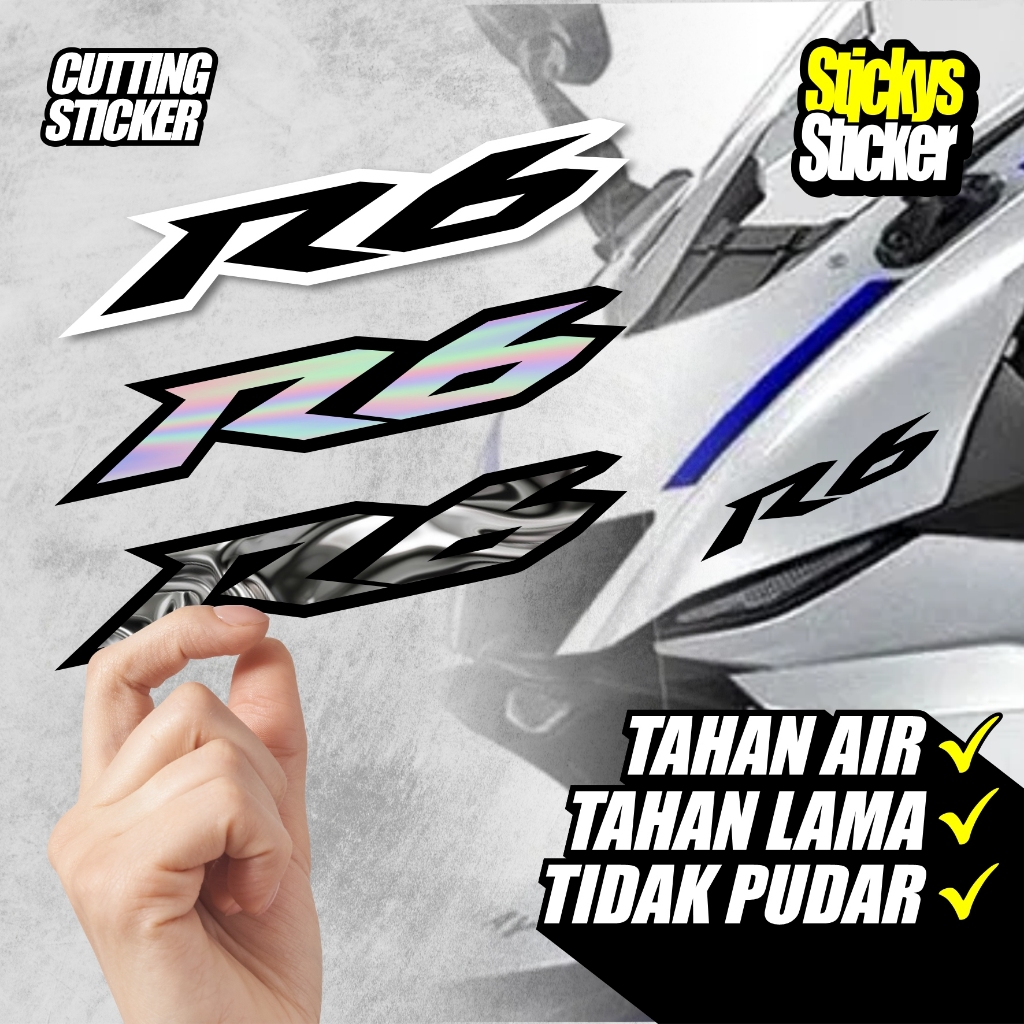 Sticker logo R6 cutting sticker YAMAHA R6 6 pilihan warna dan ukuran #4