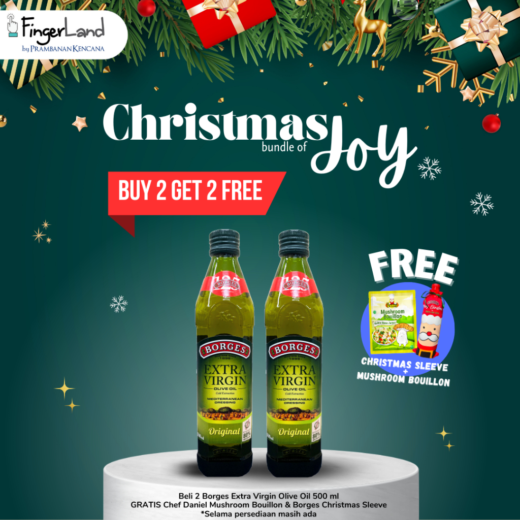 

Buy 2 Borges Extra Virgin 500ml Free 1 Kaldu Jamur + Bottle Cover