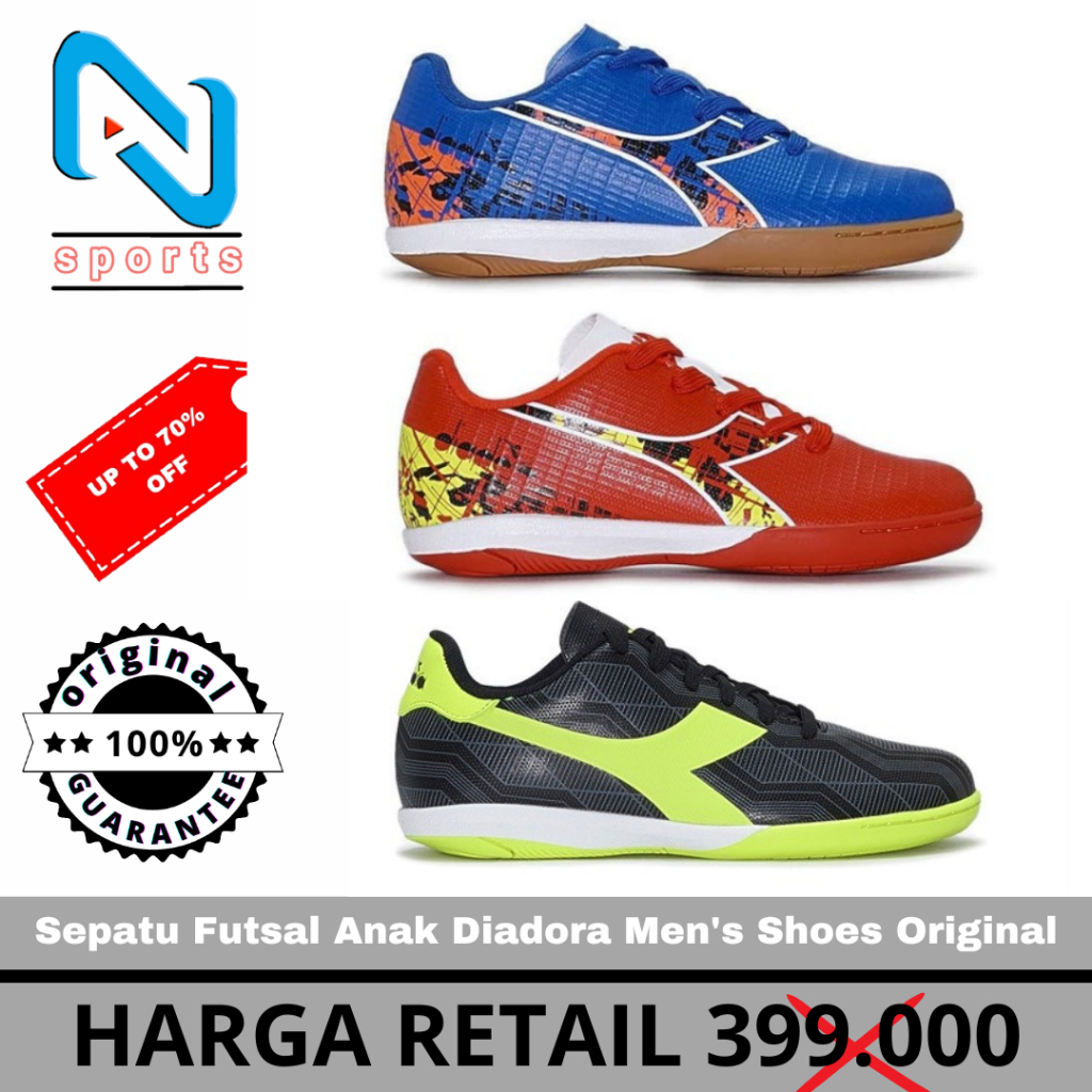 Diadora Harder Futsal Orange Sepatu Futsal Anak Original 100%