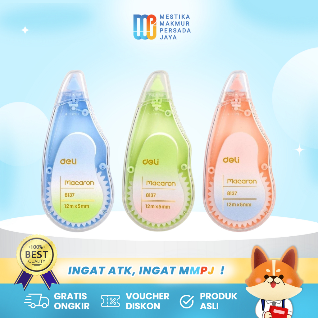 

Deli Tip Ex Kertas Pita Correction Tape Isi 3 Desain Ergonomis Praktis EH33