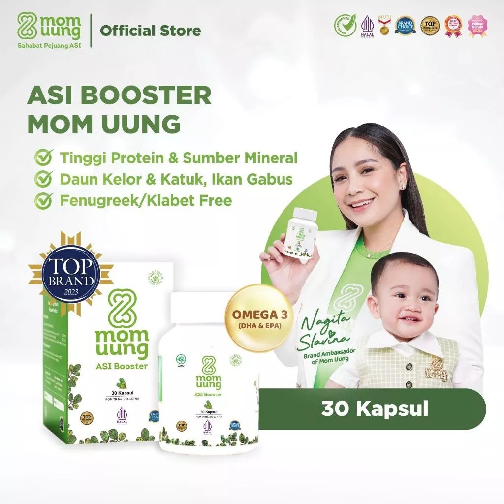 Mom Uung BPOM HALAL HERBAL Asi Booster MOM UUNG Pelancar Asi / 30 - 60 Kapsul | BUY 1 GET 1 Mom Uung