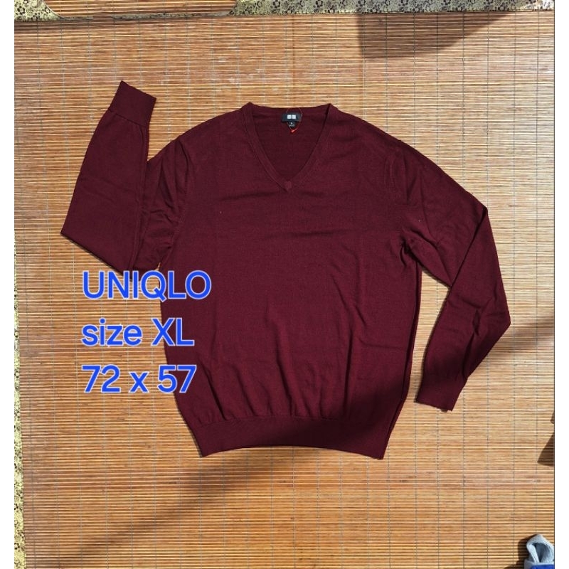 Sweater Cardigan UNIQLO Knitwear Rajut Vneck Pria