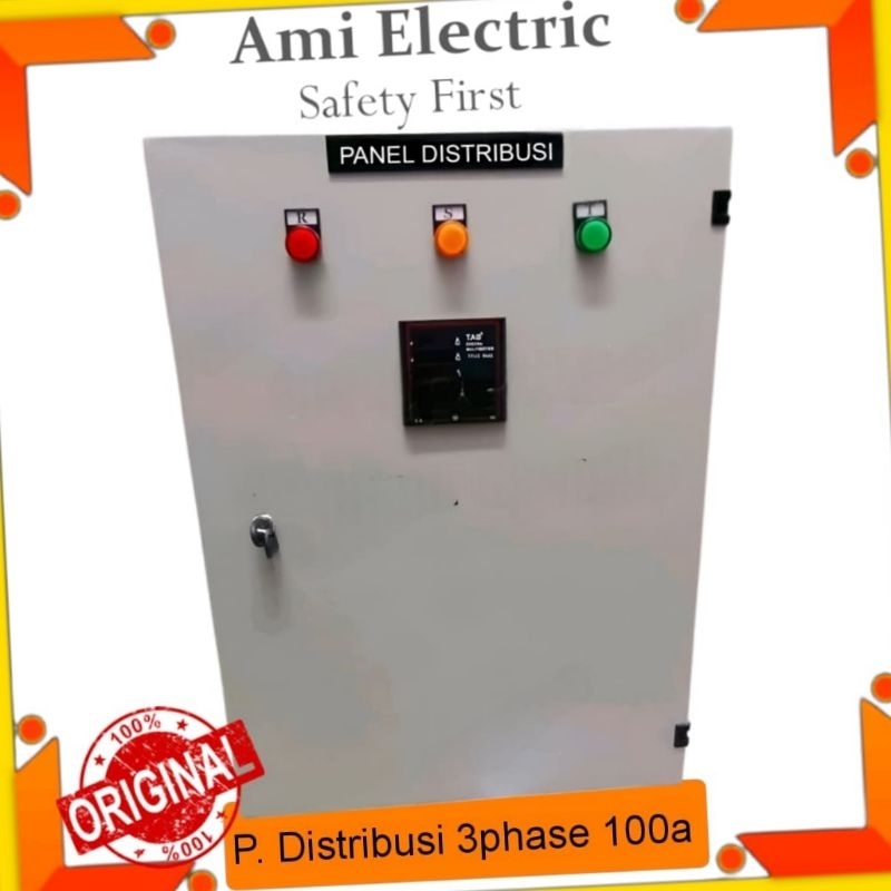 Panel distribusi 3phase 100a + arrester digital meter