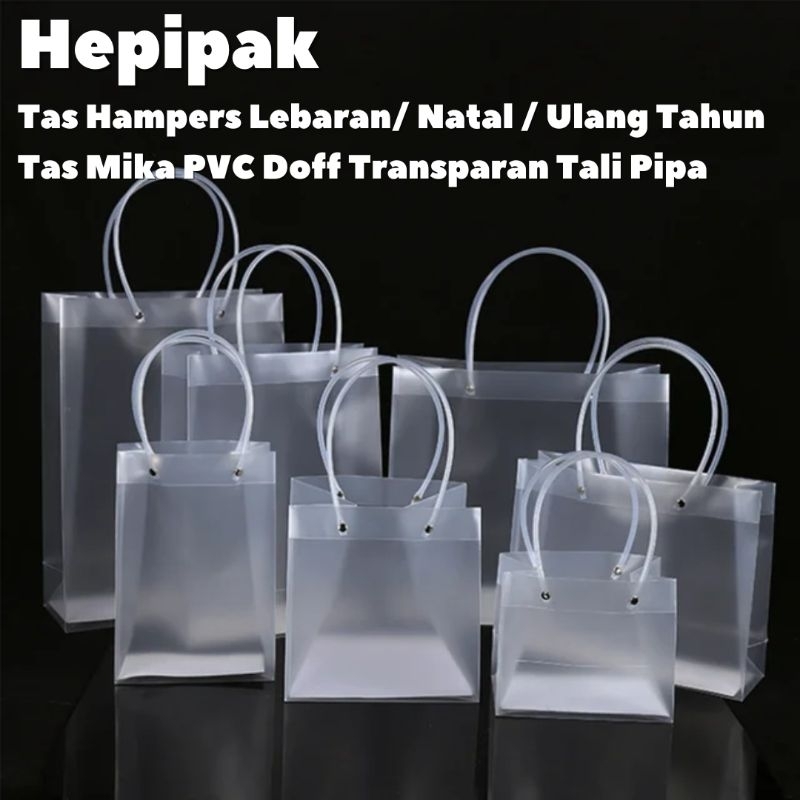 

Tas Mika PVC Doff Tali Tambang / Goodie Bag Transparant Hampers Premium Ulang Tahun Lebaran Natal Imlek Premium