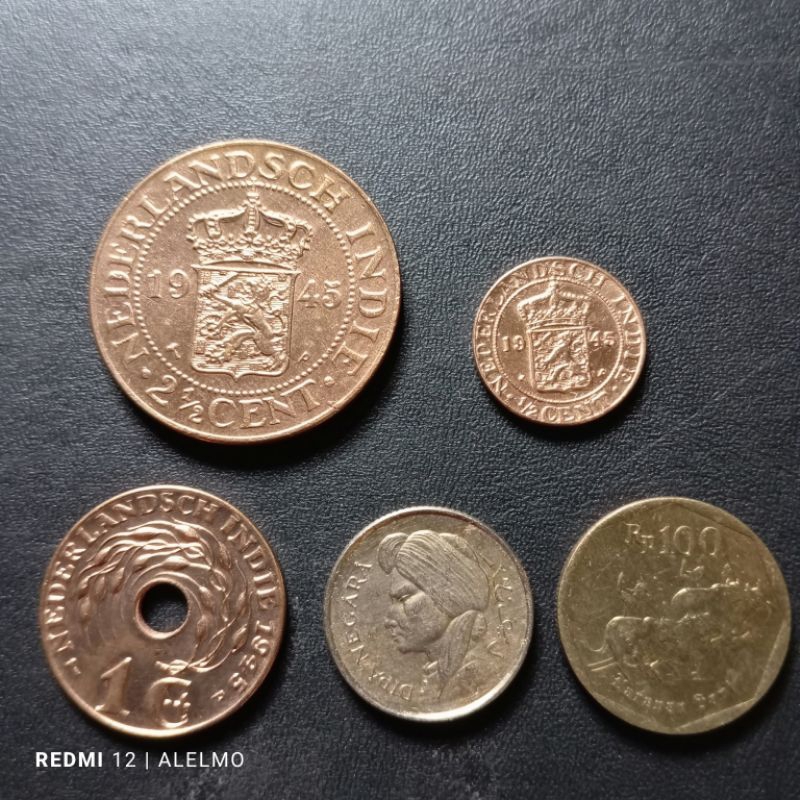 5 keping uang koin kuno indonesia bekas baik asli