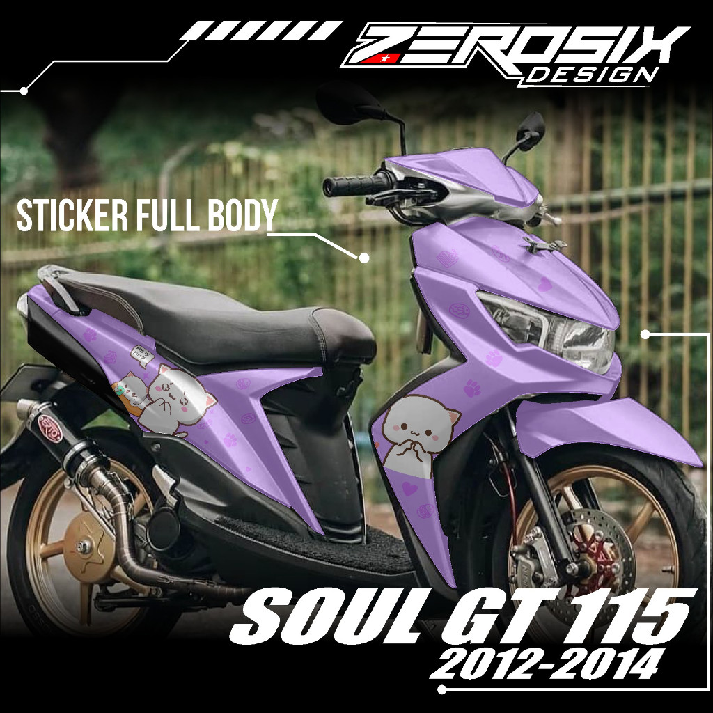 Stiker Decal Motor Mio SOUL GT 115 2012 2013 2014 2015 Full Body - Sticker SOUL GT Motif Kucing Lucu