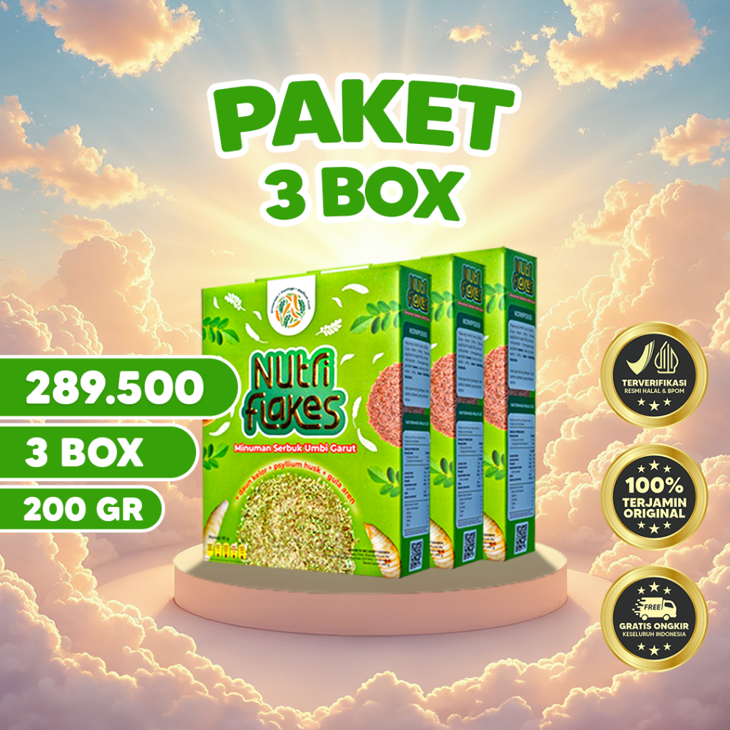 

Nutriflakes 3 Box - 3X Efektif Atasi Maag Asam lambung Gerd Kronis Sereal Alami Original