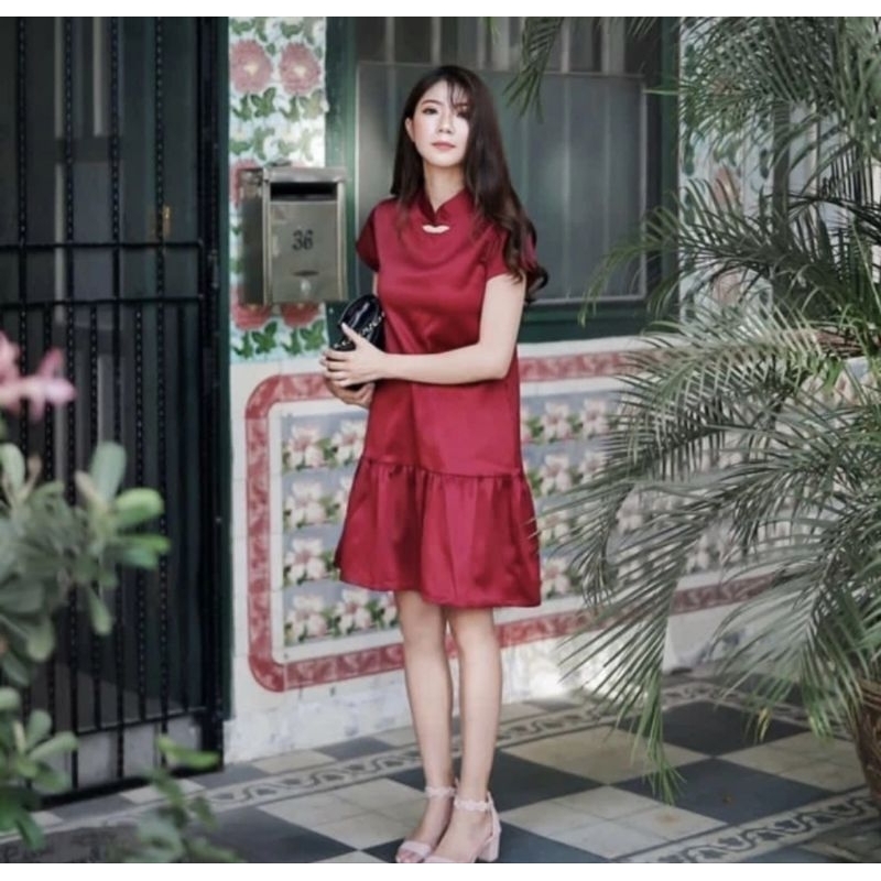 New- cheongsam Qipao Maroon dress