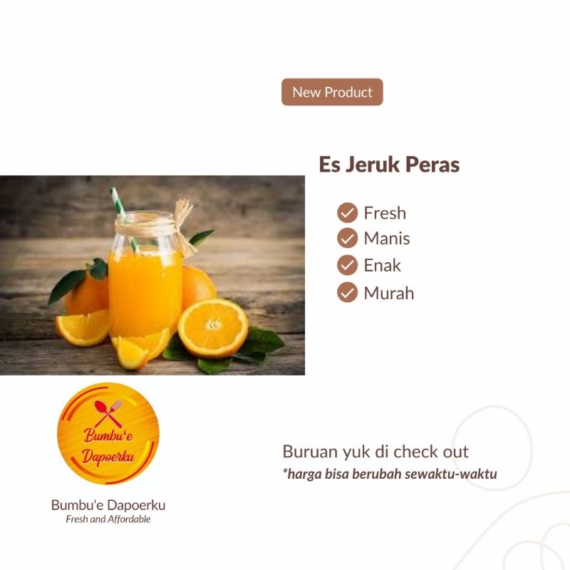 

Es Jeruk Peras Jumbo Khas Bumbu'e Dapoerku | Kirim Instan | Fresh Product